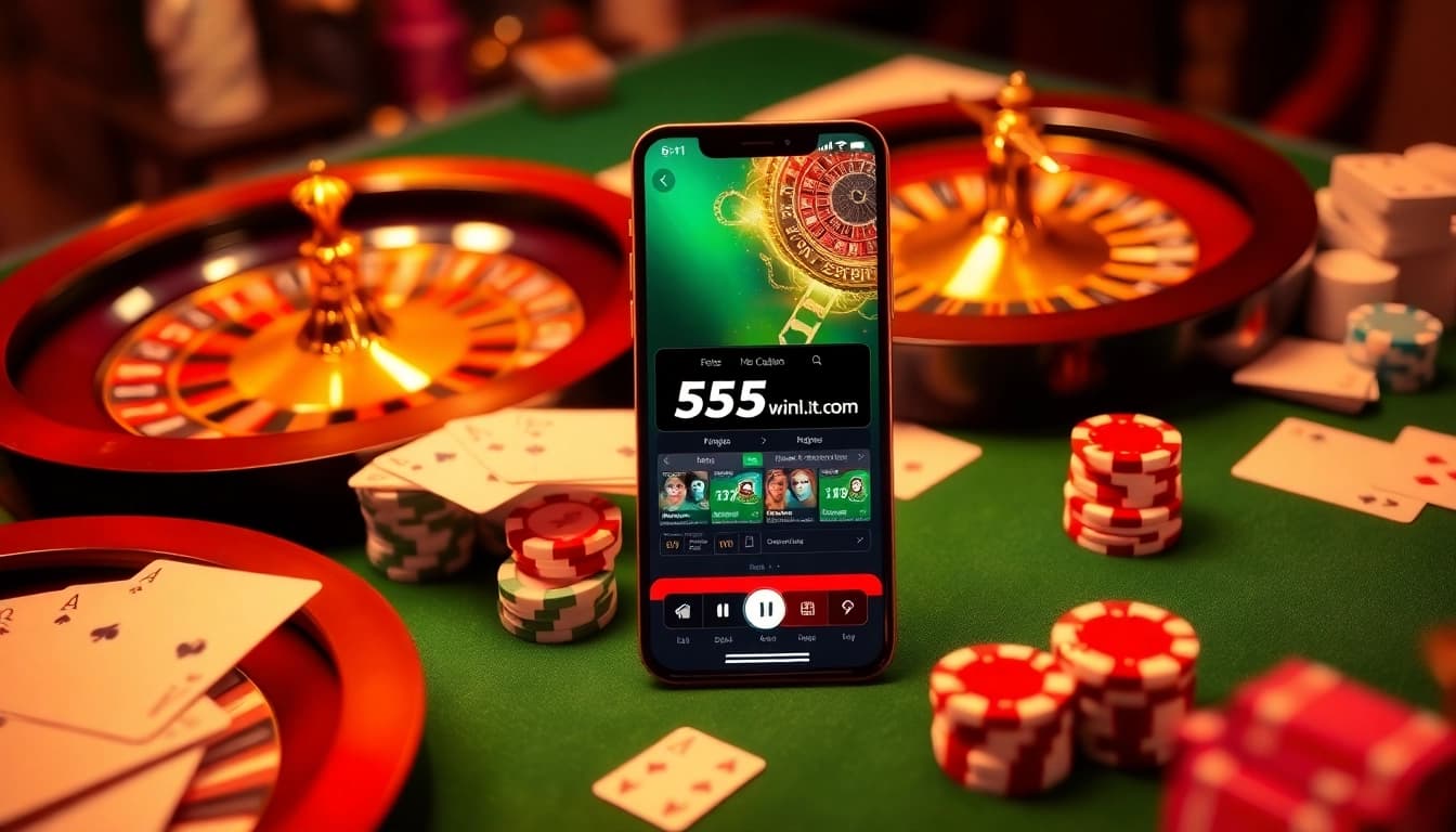 Experience the thrill of gambling with the online interface of 555win1.it.com showcasing casino excitement.