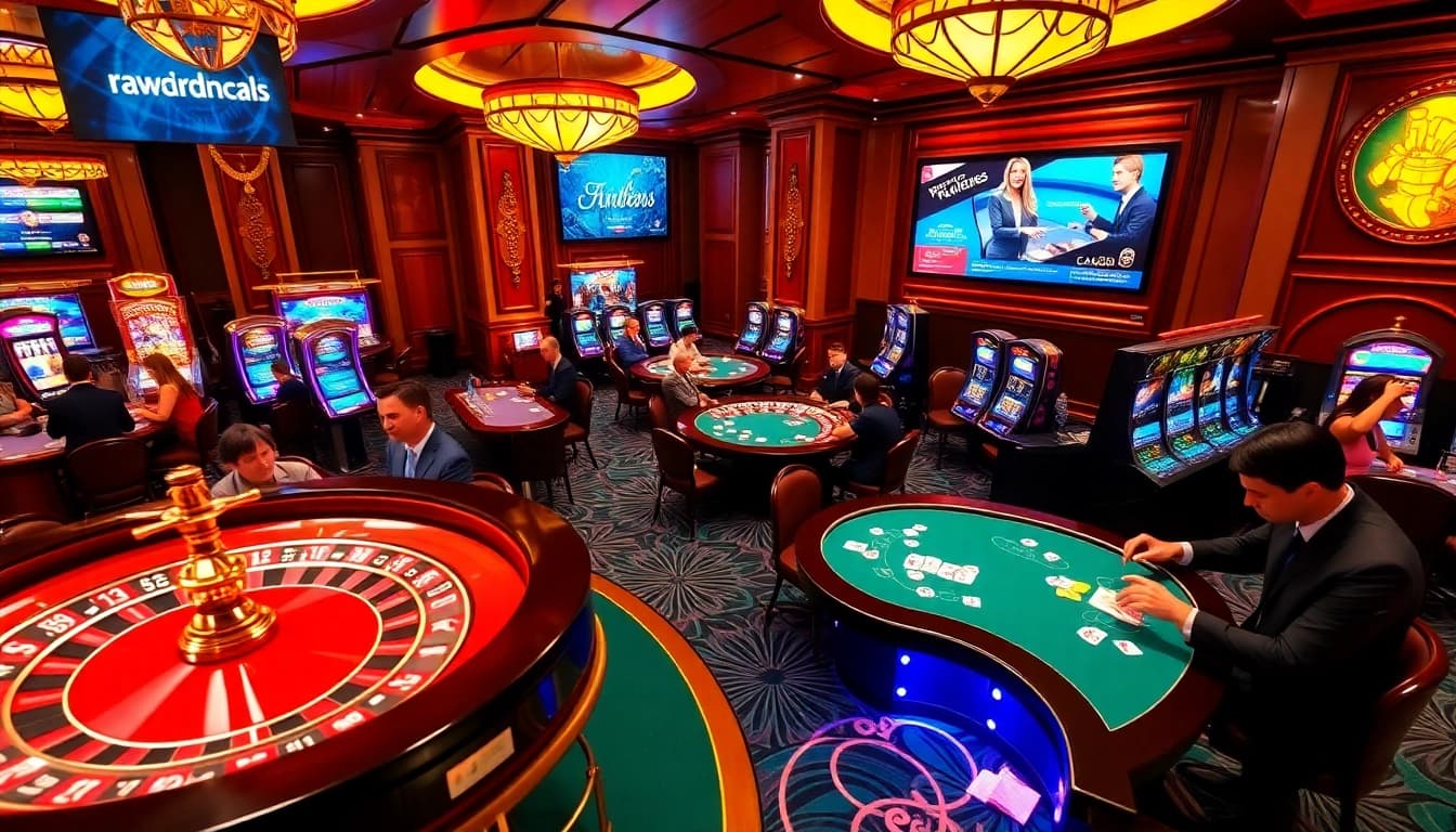 Experience the excitement of LEGO138 in a luxurious casino setting, featuring vibrant slot machines and enthusiastic players.