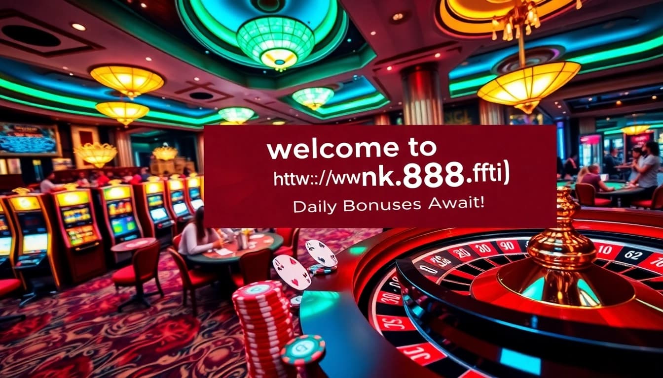 Experience excitement at https://nk88.fyi/ with vibrant casino action featuring poker tables and slot machines.