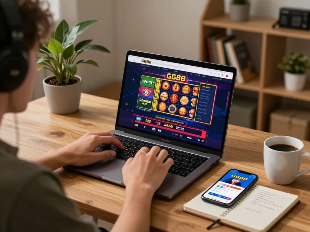 Gamers logged into GG88 casino enhancing their online betting experience with a welcoming setup.