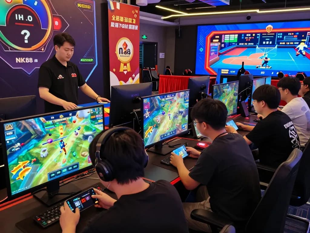 Diverse players enjoying thrilling gaming experiences at nk88.com, featuring live casino and esports tournament settings.