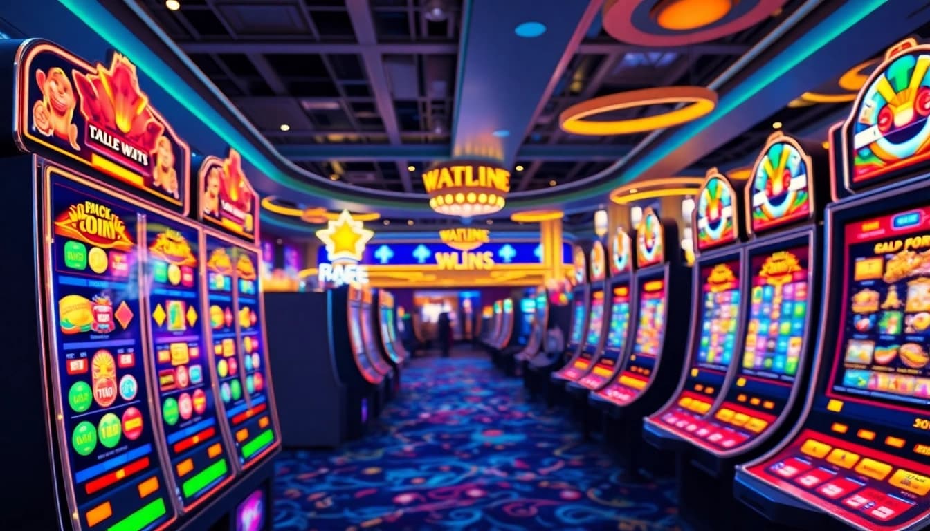 Experience the fun of online slots Malaysia with vibrant games and celebrating players in a lively casino.