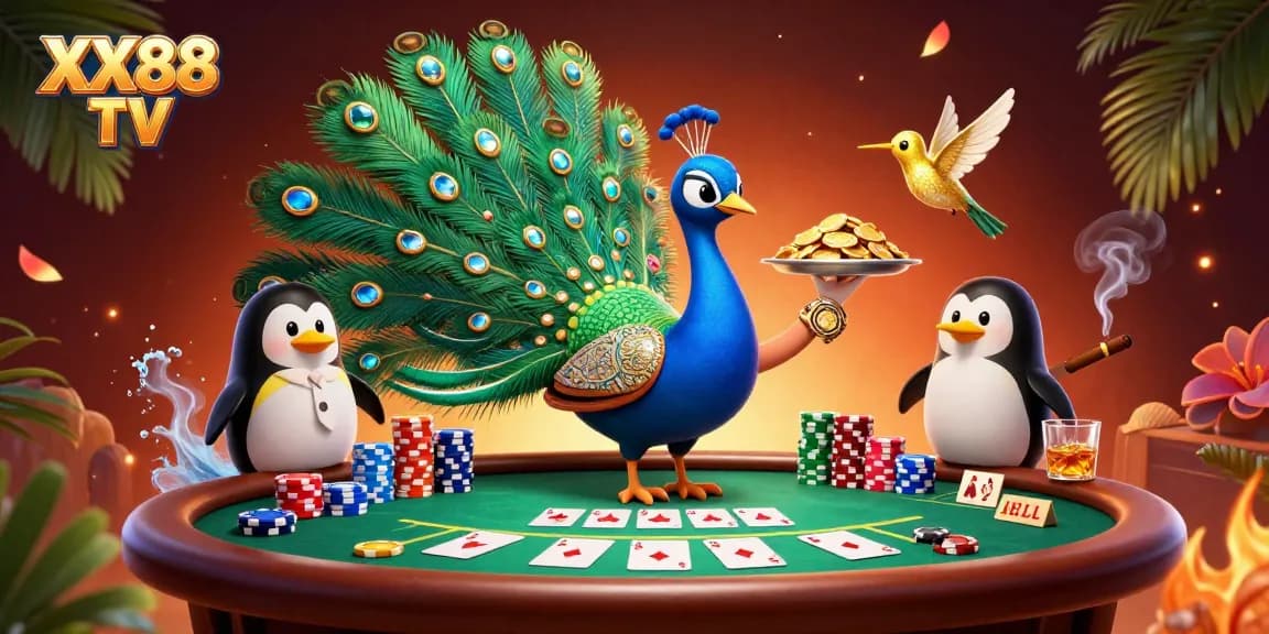 Experience the excitement of XX88 TV with vibrant casino-themed visuals and lively characters.