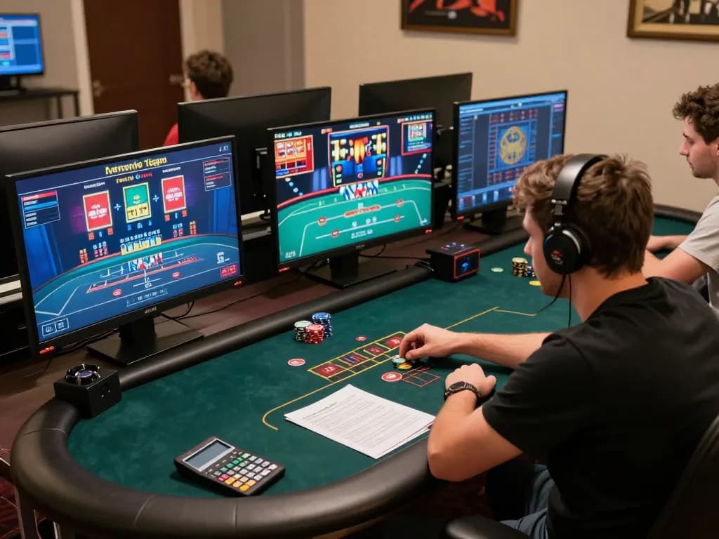 Engaging in strategic gameplay on cucu777's online poker interface with multiple screens.