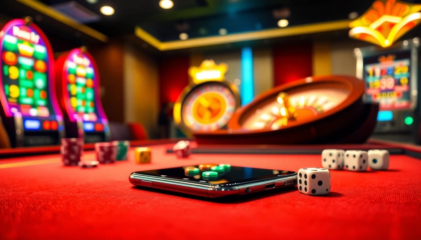 S8 smartphone among vibrant casino chips and a roulette wheel during an exciting gaming moment.