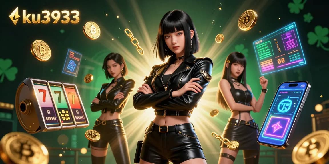 Bet big on ku3933 with slot reels and Bitcoin elements in a vibrant casino scene.