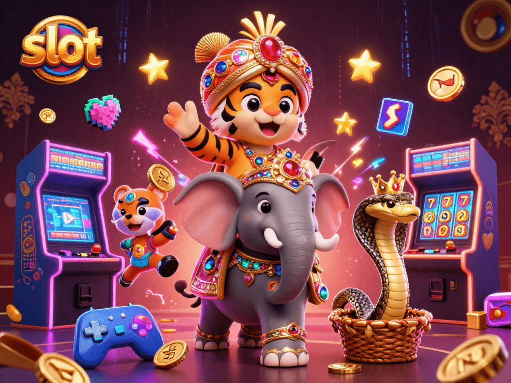 Experience thrilling slot action with colorful gaming elements in an enchanting casino scene.