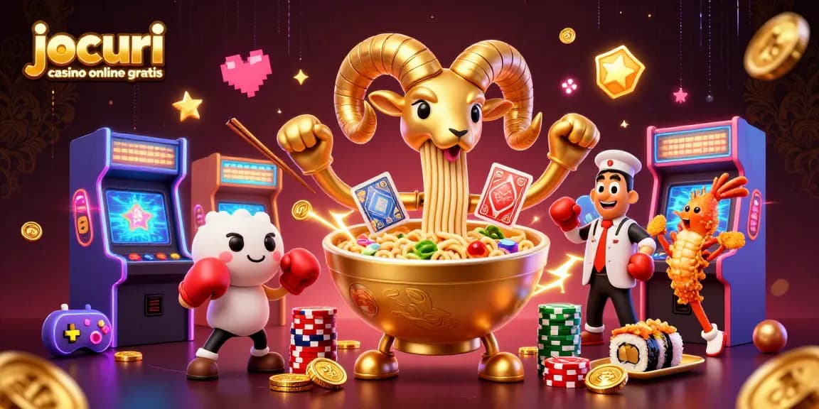 Joacă jocuri casino online gratis într-o atmosferă vibrantă și plină de energie, cu personaje amuzante.