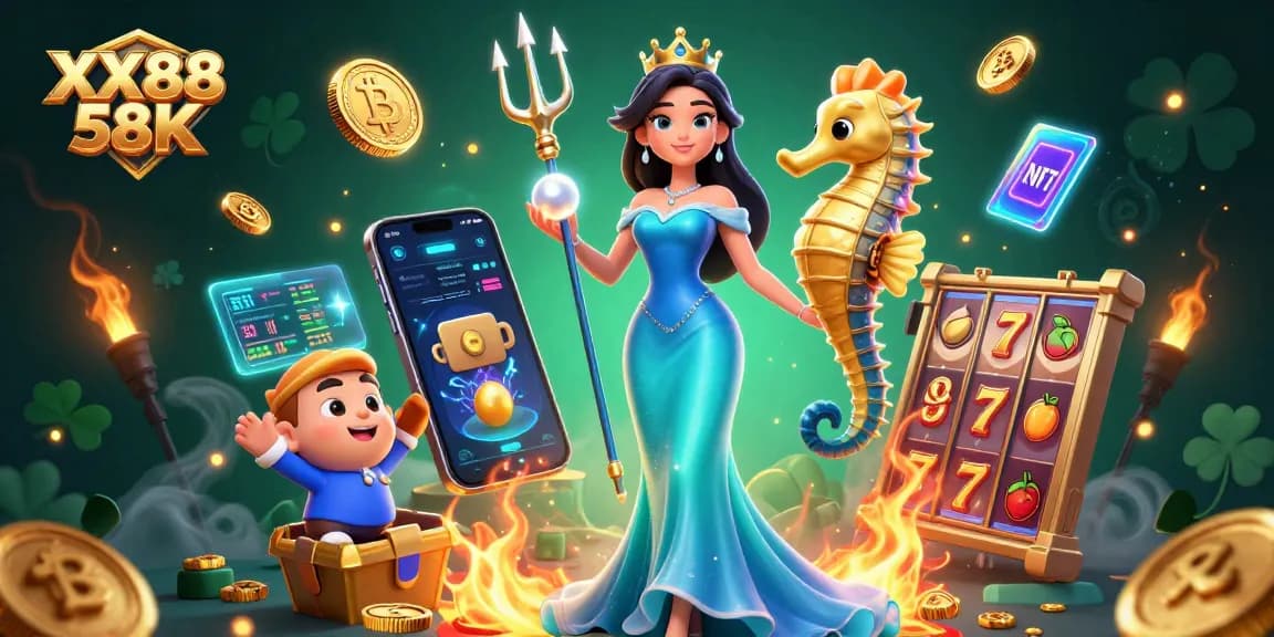 Join the excitement at XX88 58K enjoying a vibrant casino scene filled with underwater treasures.