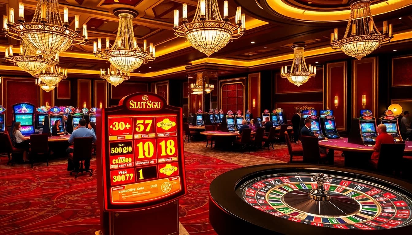 Slot88 players enjoying exciting gameplay in a luxurious casino setting.