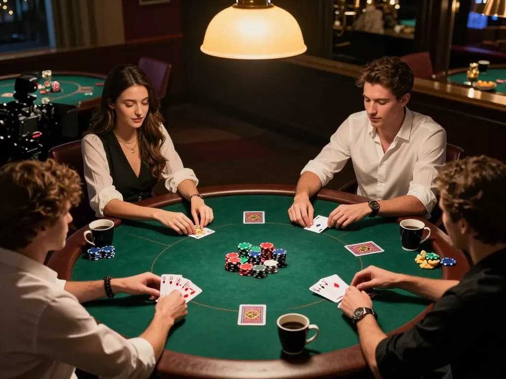 Friends enjoying a poker game at home, showcasing exciting gameplay and camaraderie on xx88 com.