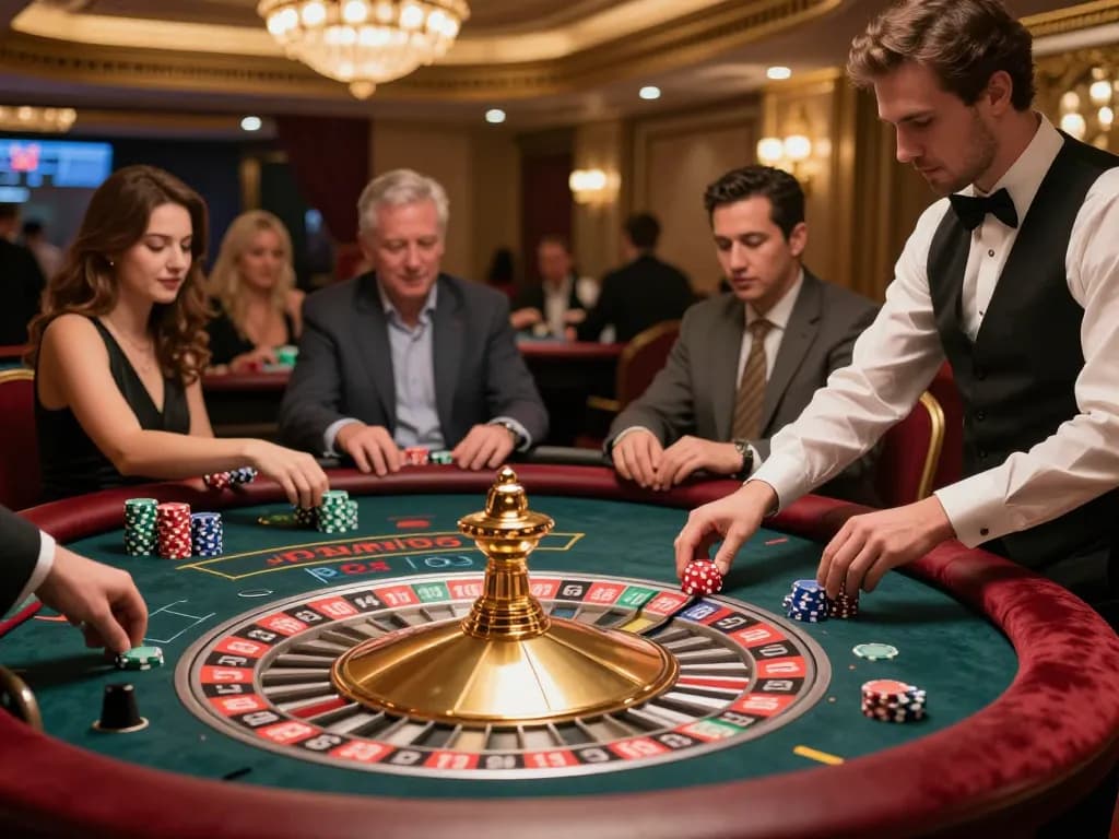 Rasakan permainan foya888 di meja roulette yang hidup dengan pemain-pemain intens dan aksi taruhan yang dinamis.