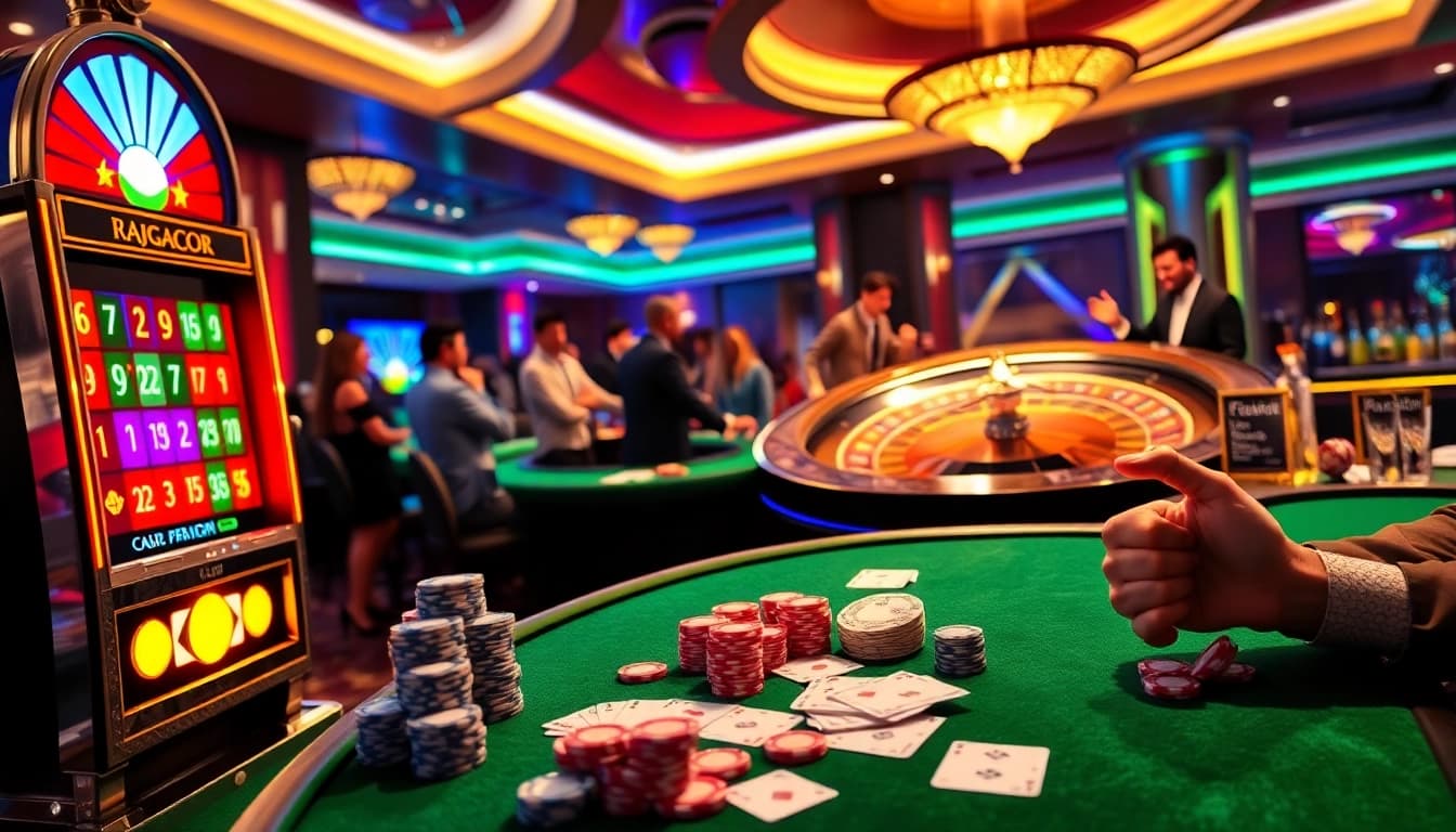 Engaging in thrilling gambling action at RAJAGACOR's vibrant casino environment.