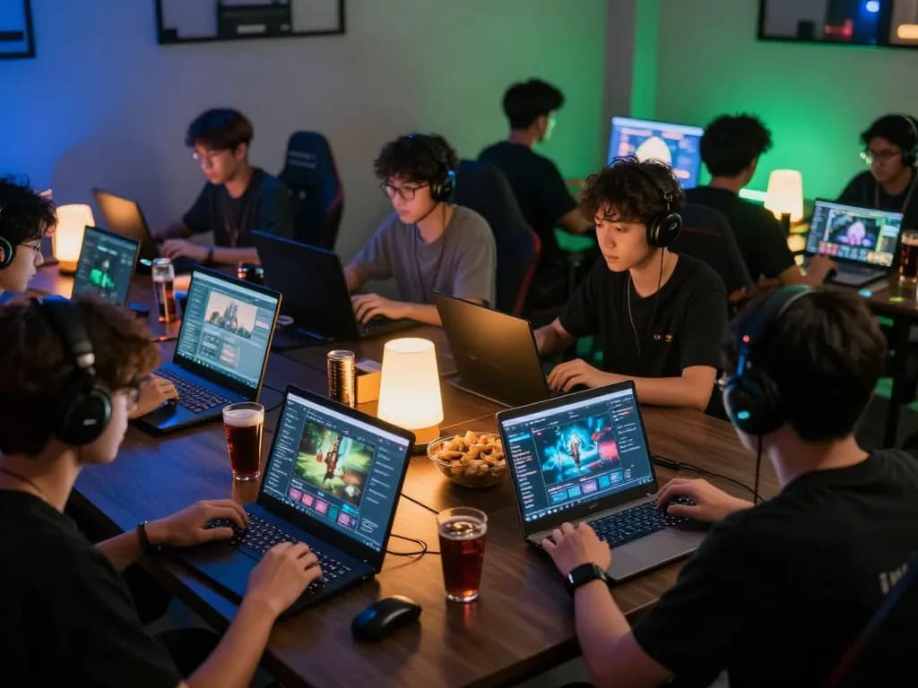 Players enjoying a lively gaming experience on iwin club, showcasing the vibrant online casino atmosphere with engaging setups.