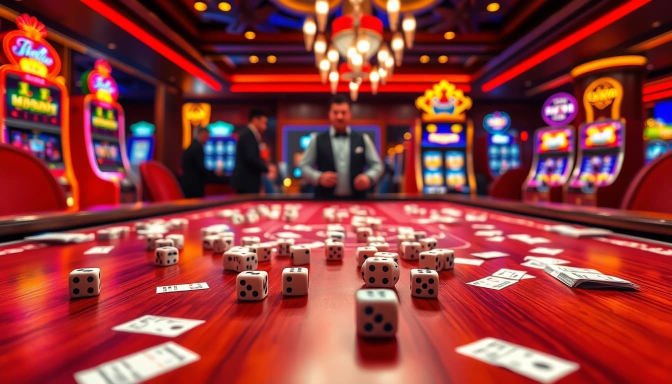 Engaging players at a Tài xỉu md5 table in a luxurious casino atmosphere filled with vibrant gaming excitement.