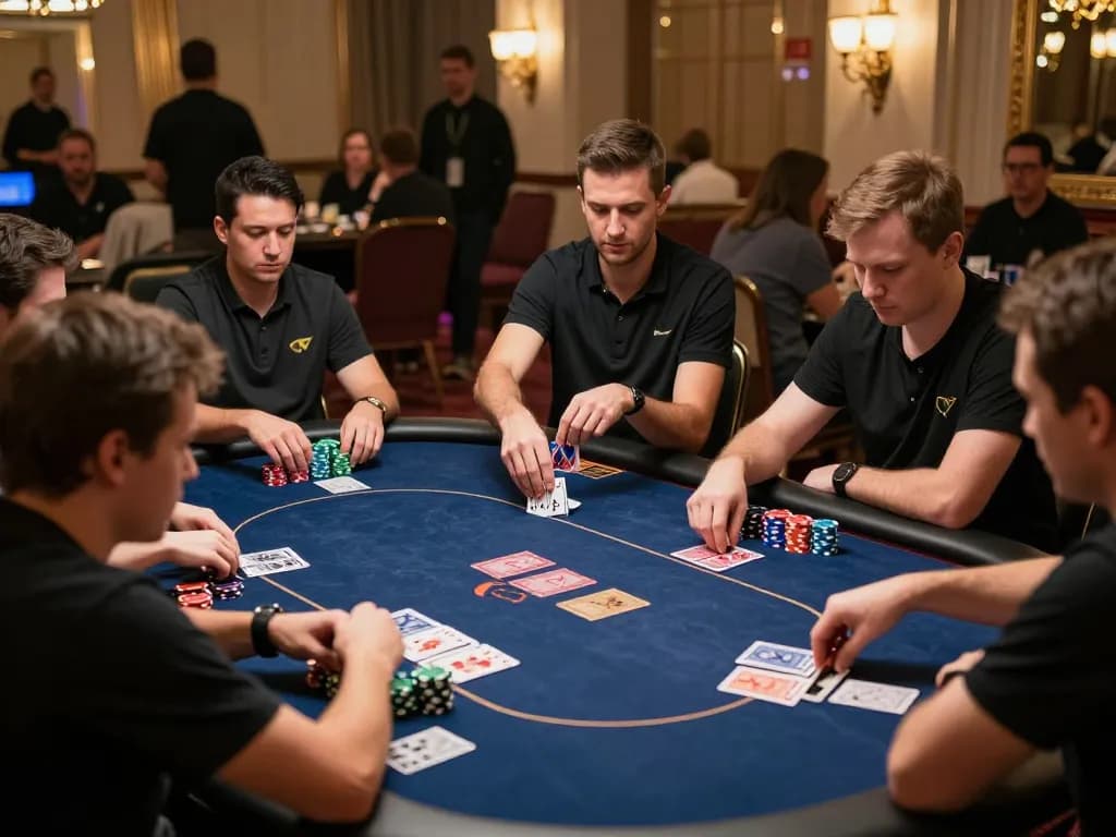 Exciting poker game at a high-stakes table showcases strategic play for elite gamblers at https://webnk88.net/.