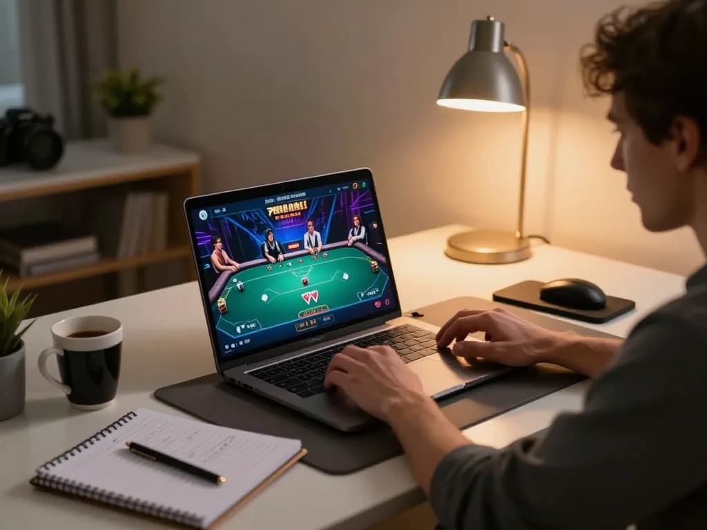 Engaging online gaming moment at kuwinfi showcasing a player focused on poker strategy.