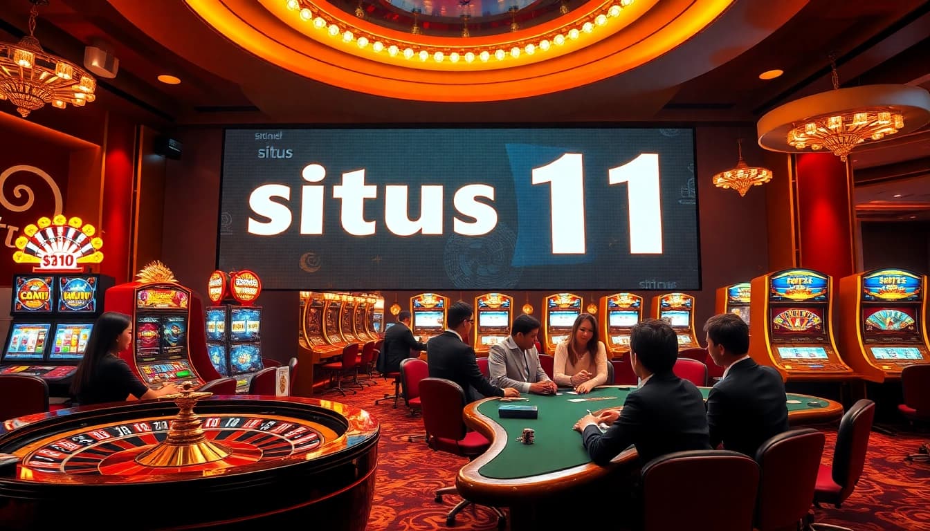 Experience thrilling gaming action at situs 11 with luxurious roulette tables and vibrant slot machines.