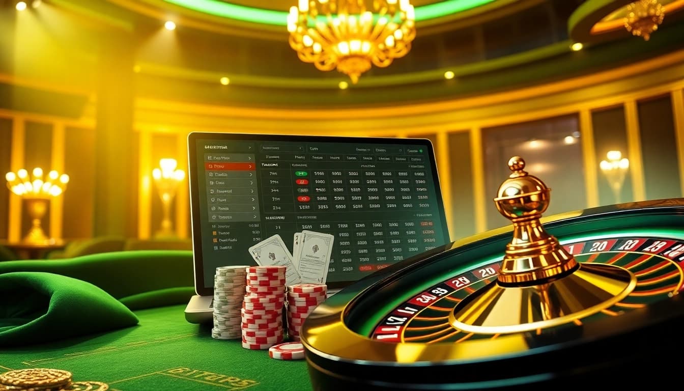 Engage in the thrill of Judi Piala Dunia betting with vibrant online gambling elements and casino visuals.