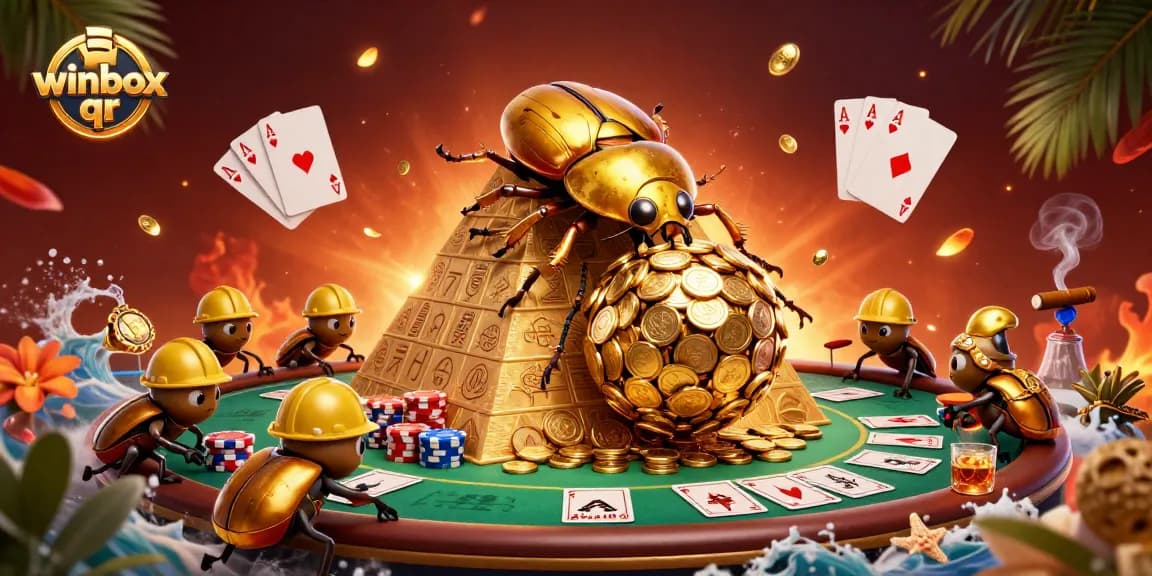 Play winbox qr with vibrant casino symbols and gold coins captured in a dynamic 3D scene.