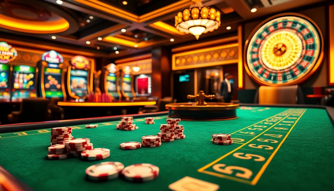 Engage with the thrilling world of lc88 casino games, showcasing virtual poker tables and slot machines.