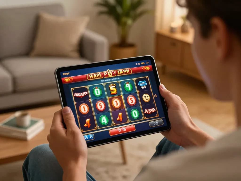 Engaging in online gambling, user's tablet shows đăng nhập goal123 with exciting game interface.