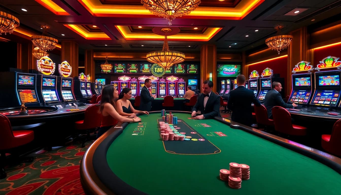 Experience the thrill of TG88 with vibrant poker tables and dazzling slot machines.