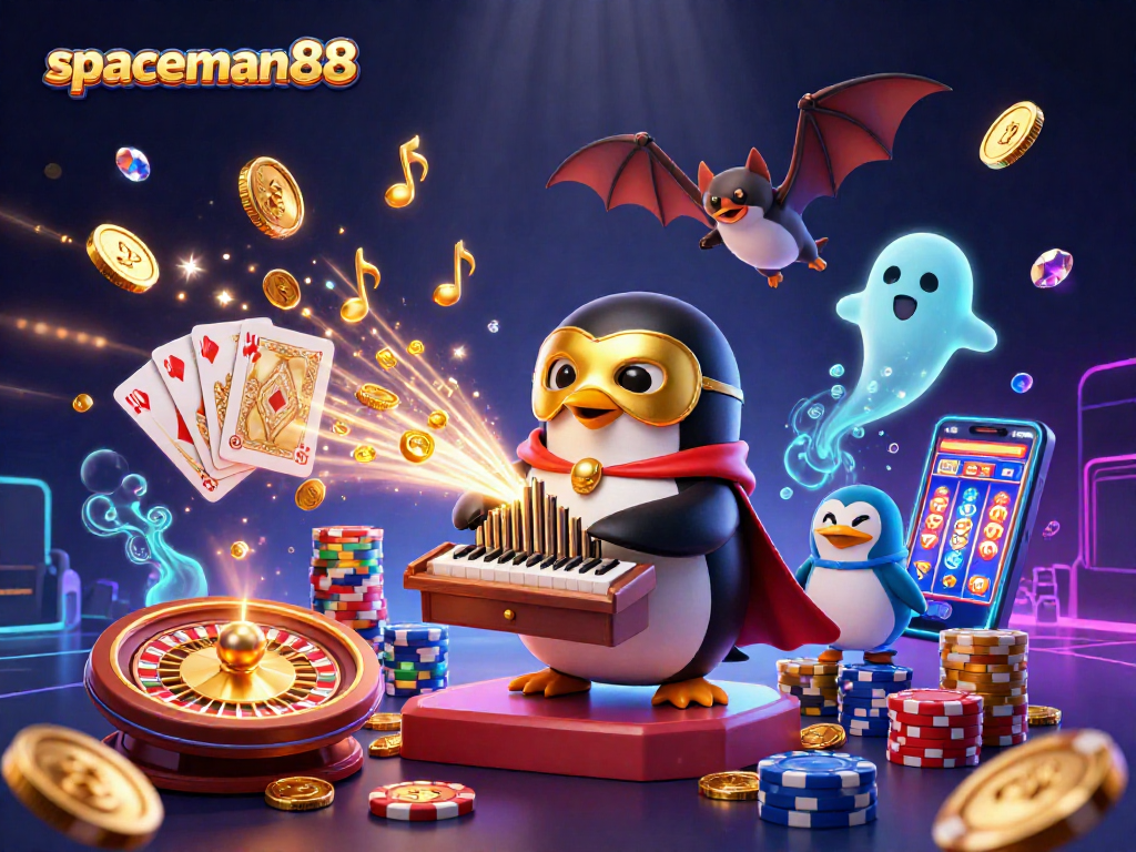 Experience the thrill of spaceman88 with an exciting 3D scene of casino action and winning moments.