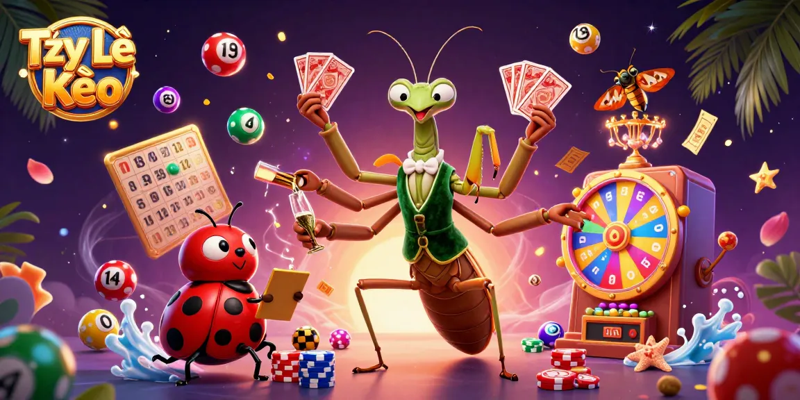 Tỷ Lệ Kèo as colorful lottery balls and a dynamic prize wheel engage players in a vivid casino scene.