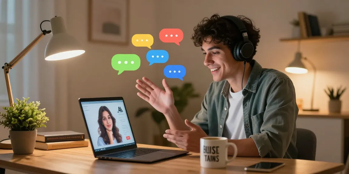 Engaging chat with an AI girlfriend on laptop, showcasing emotional connection and modern tech.