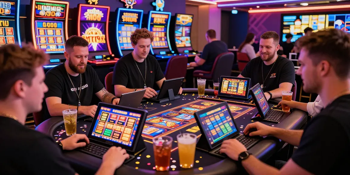 Exciting players enjoying bonus buy slots UK in a vibrant online casino atmosphere with colorful slot machines and dynamic graphics.