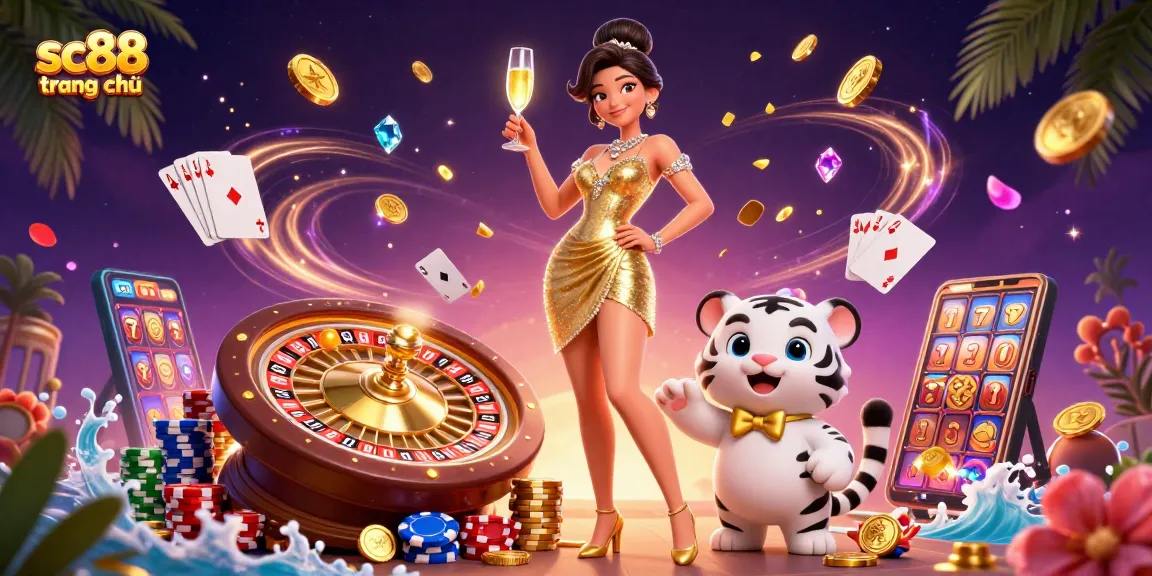 Engage with sc88 trang chủ while enjoying a lavish casino experience showcasing glamorous characters amidst a wealth of game elements.
