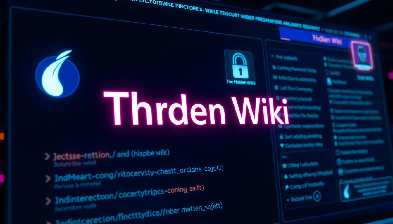 The Hidden Wiki directory interface showcasing dark web onion links with a modern design.