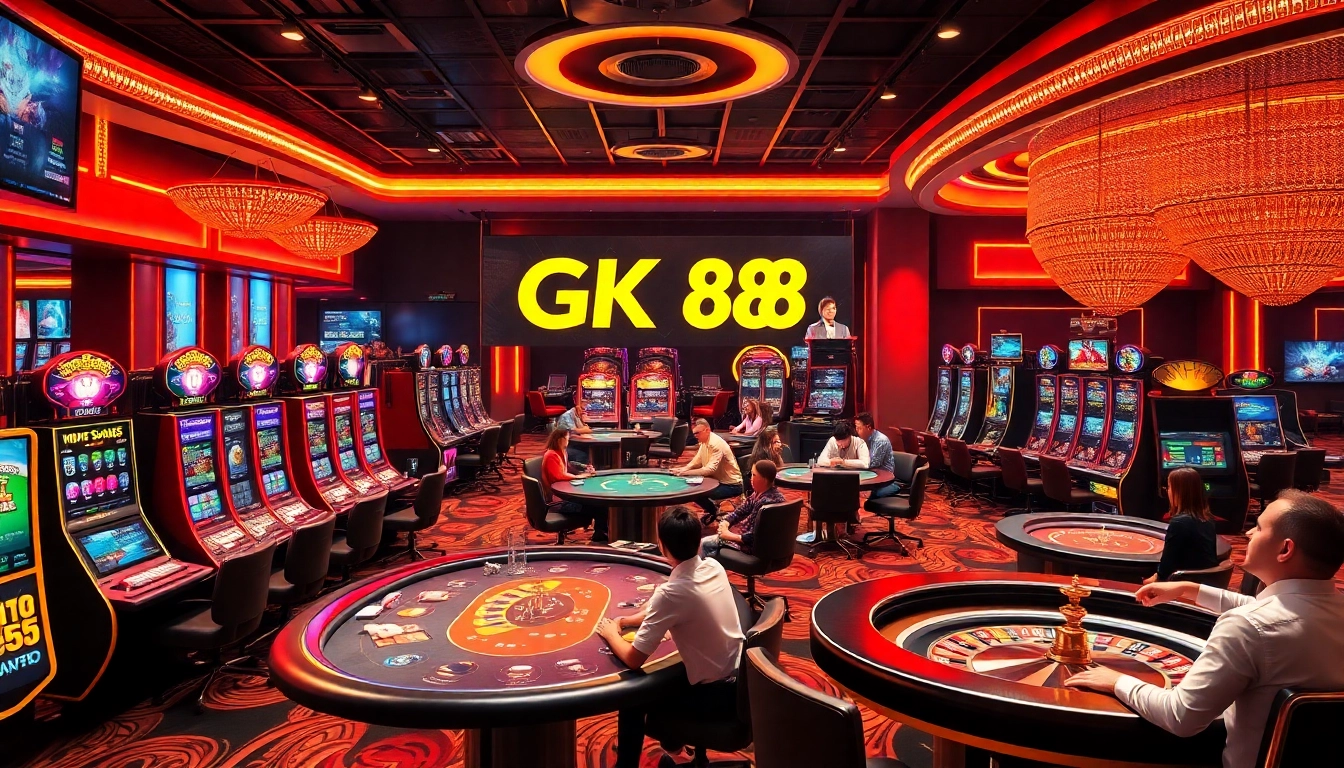Experience the thrill of casino gaming with GK 88 at a vibrant gaming floor filled with excitement.