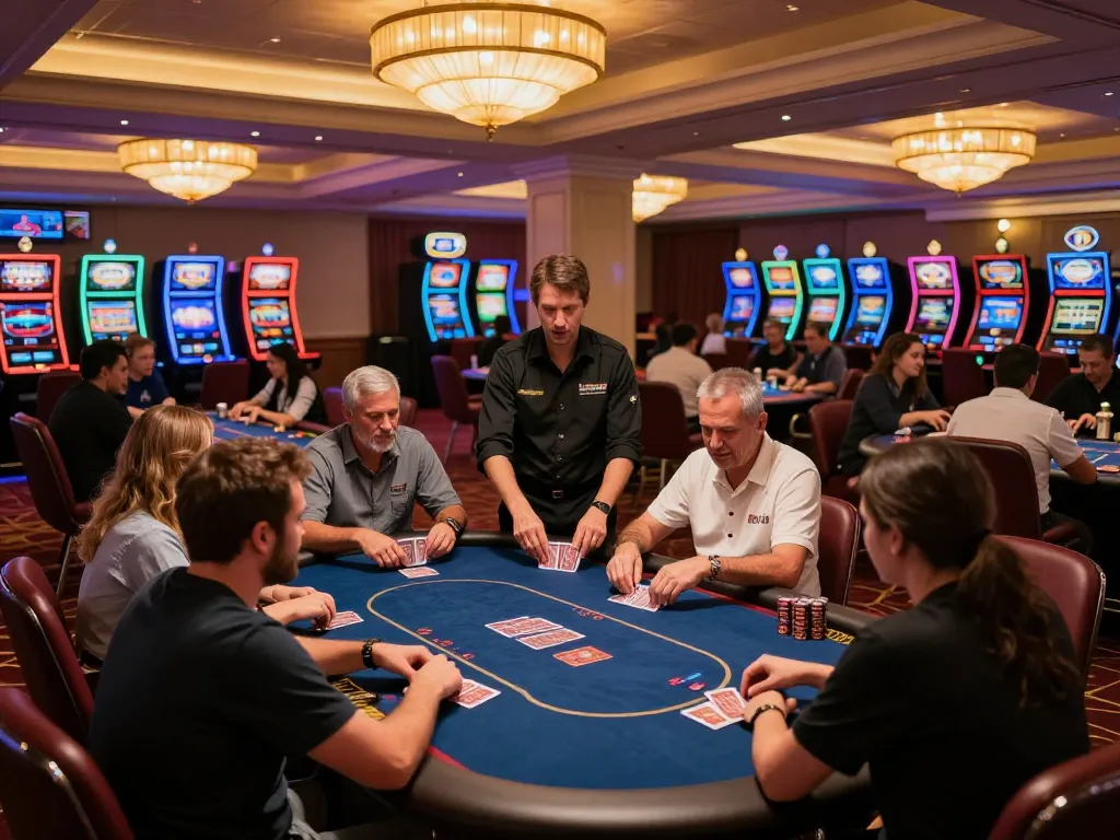 Players engaged in action at a sunwin casino poker table with an inviting atmosphere