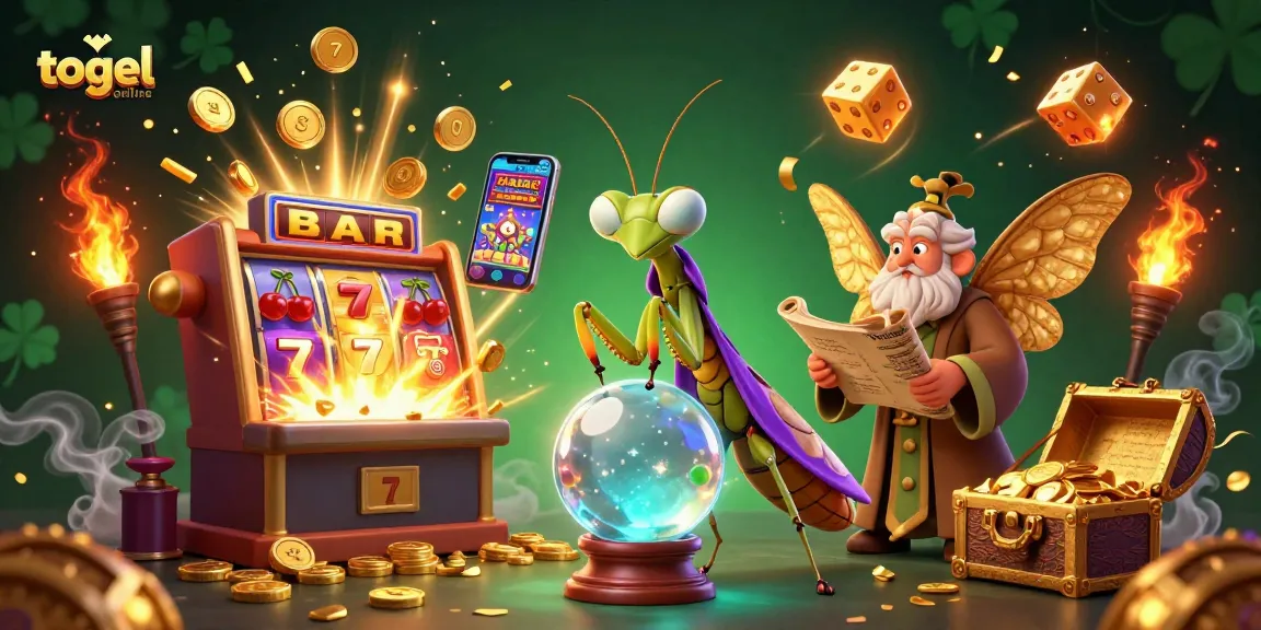 Experience togel online with enchanting scenes of a fortune teller and exciting slot machine elements.