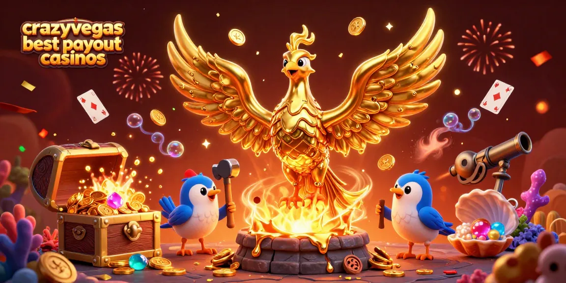 Experience the excitement at crazyvegas best payout casinos with a vibrant 3D scene of winning symbols.