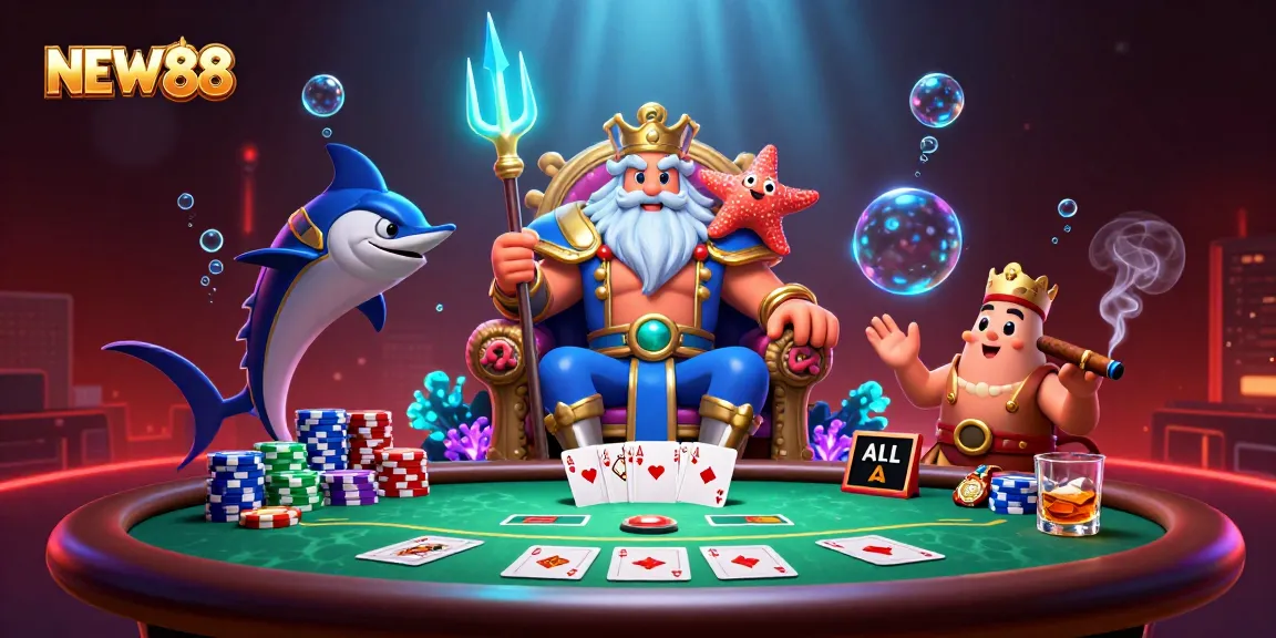 Experience high-energy gaming at NEW88 with Neptune and vibrant poker scenes