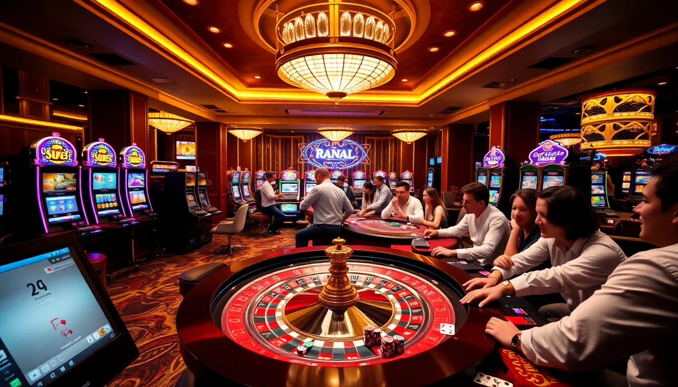 Experience the thrill of raja luck at a vibrant casino with roulette and poker tables.