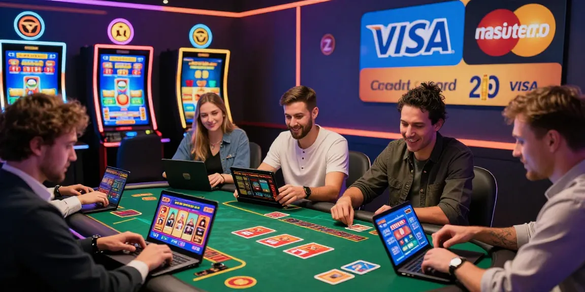 Engaging scene of players enjoying https://scoarch.org.uk list of credit card casinos in a vibrant online casino atmosphere.