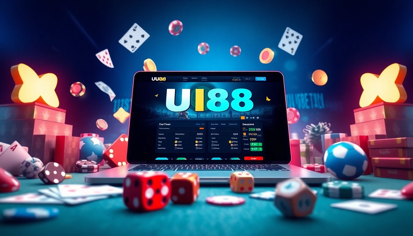 Experience seamless online gaming at uu88 with a vibrant UI and gaming elements.