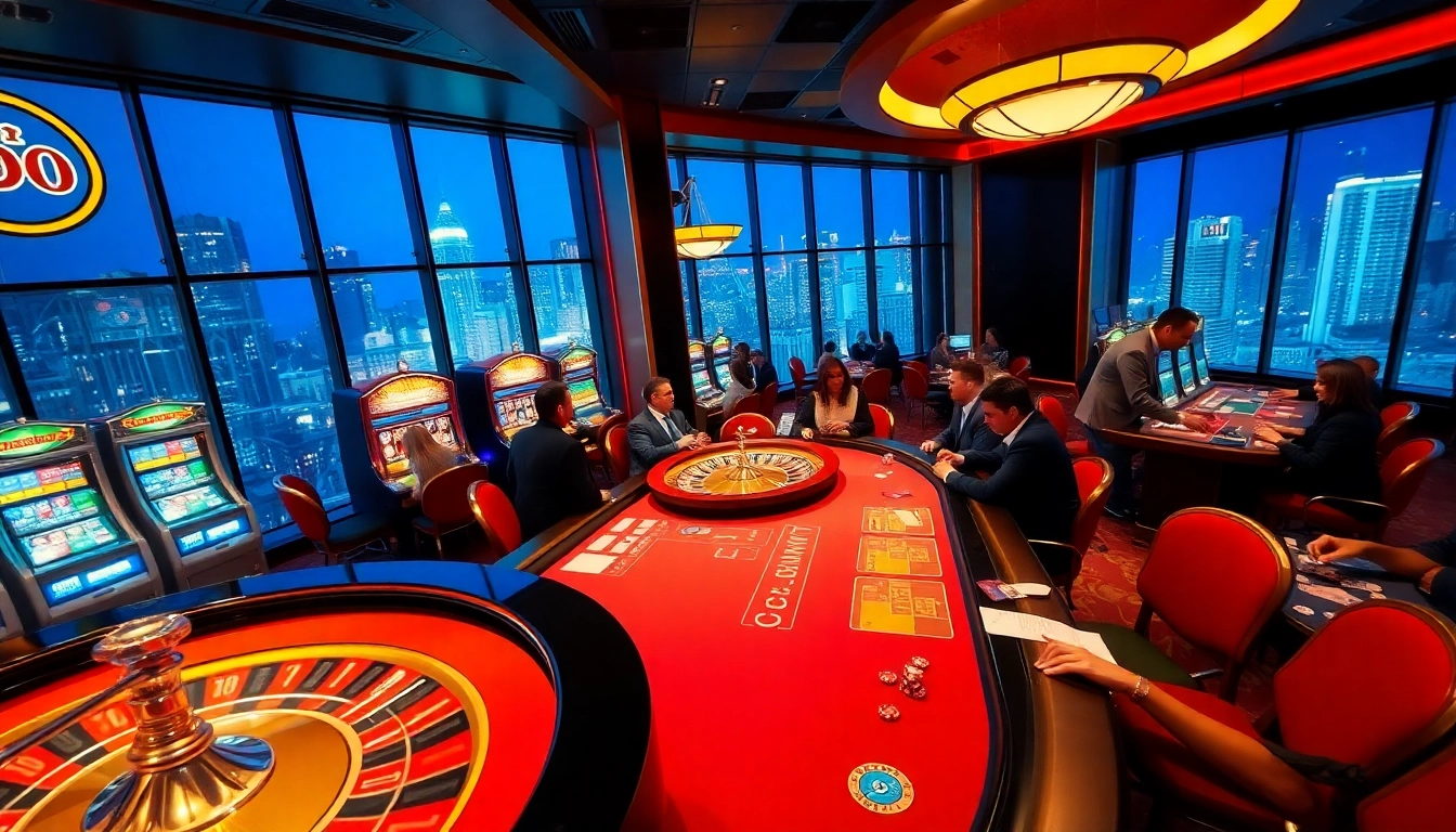 SODO casino scene featuring lively poker games and vibrant slot machines.