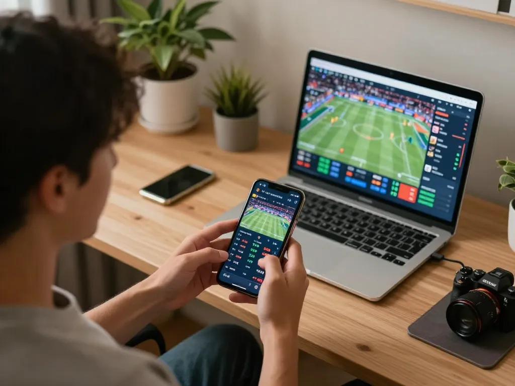 Engaged player strategizing on jun88pl mobile app for live sports betting