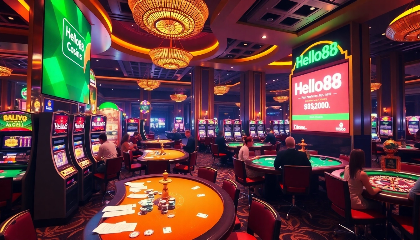 Hello88 offers an exciting casino experience with slot machines and vibrant table games.