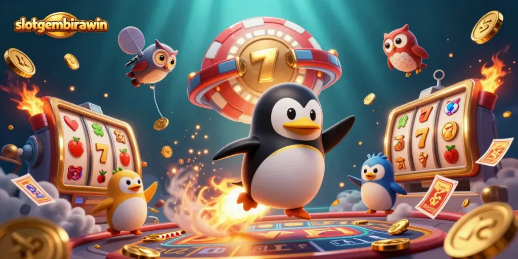 Experience thrilling gameplay with slotgembirawin in a vibrant and dynamic casino-themed illustration.