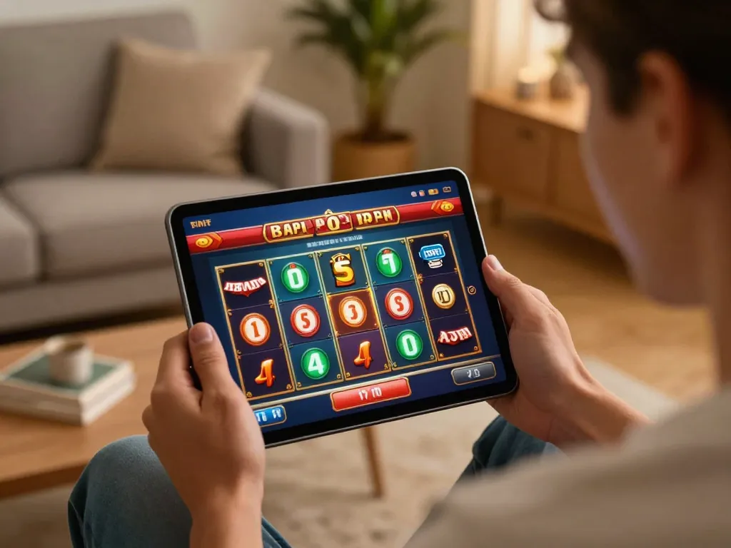 Engaging in online gambling, user's tablet shows đăng nhập goal123 with exciting game interface.