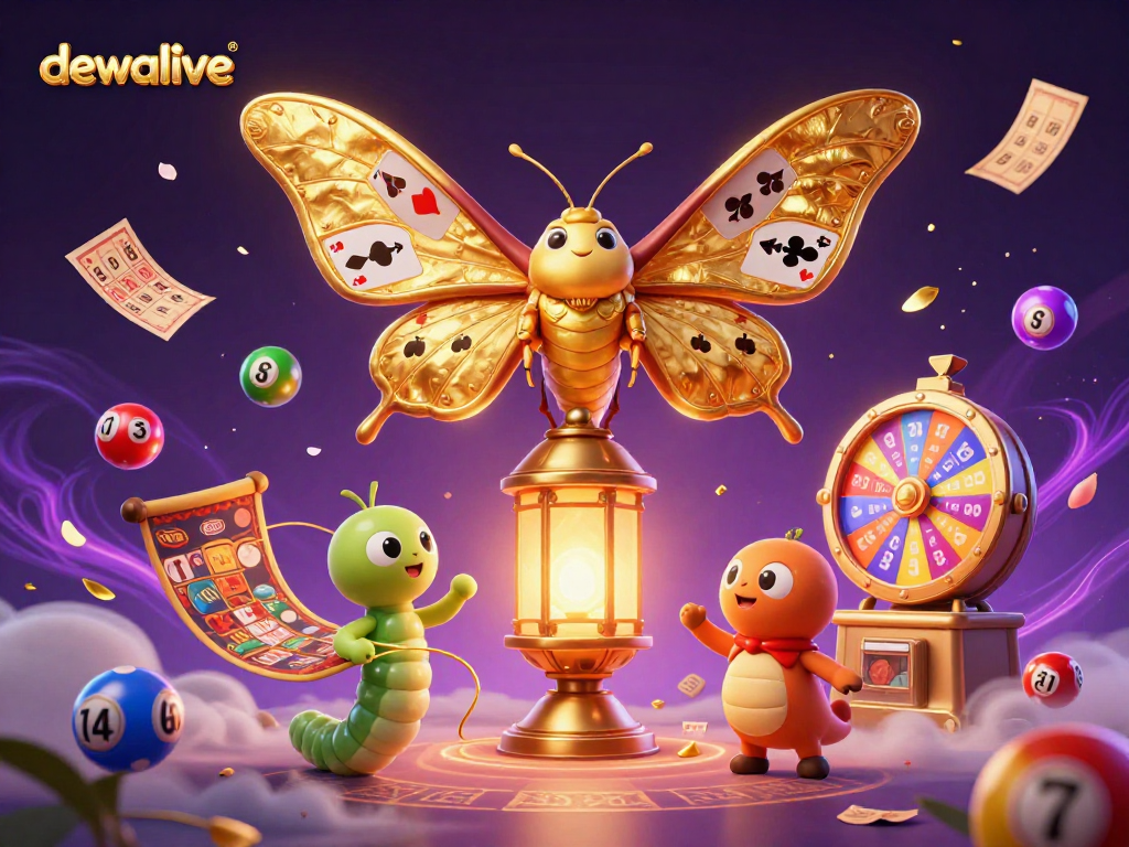 Dewalive menghadirkan pengalaman permainan dengan karakter kupu-kupu 3D yang megah dan elemen kasino yang menarik.