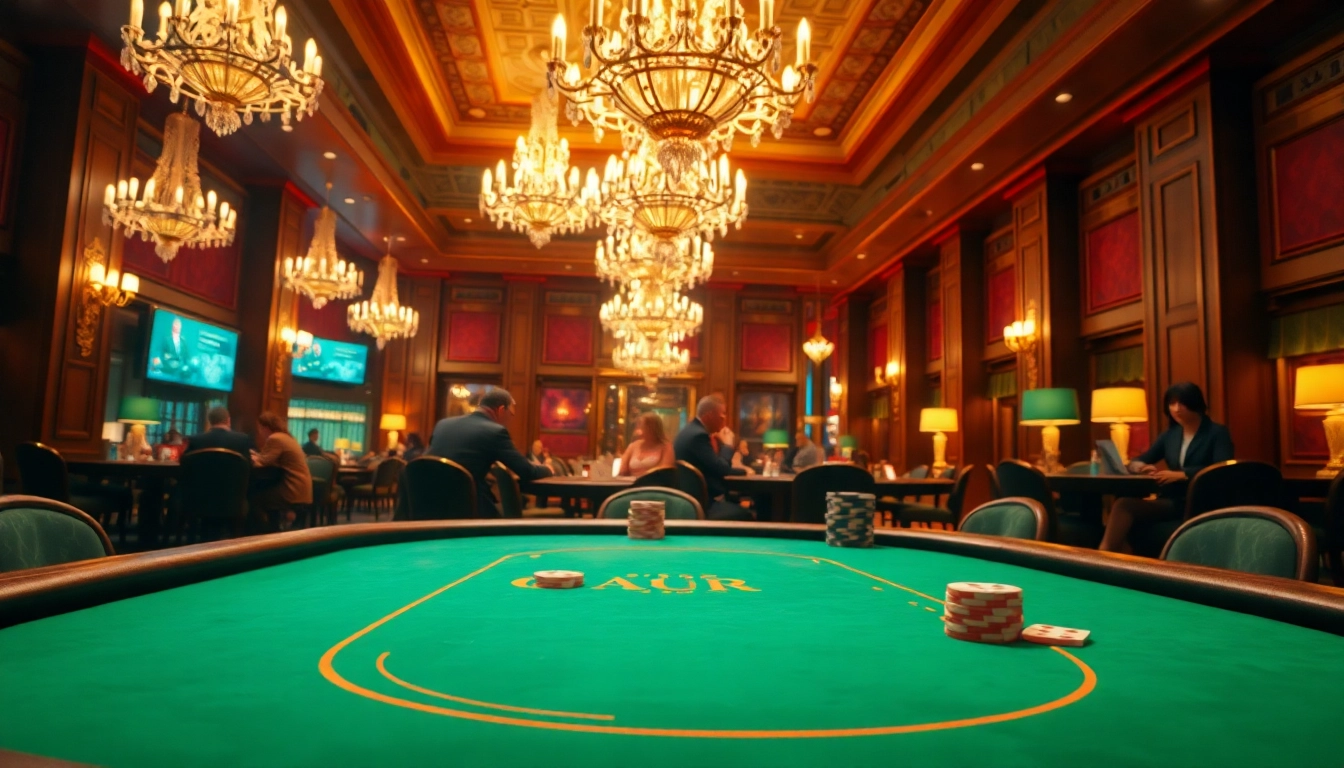 Join the excitement of uu娛樂 at a luxurious casino poker table with engaging players.