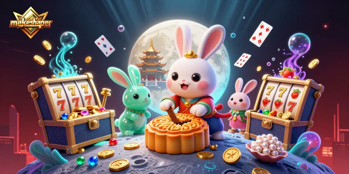 Engage with makeshaper by exploring a vibrant lunar-inspired casino scene featuring slot reels and poker chips.