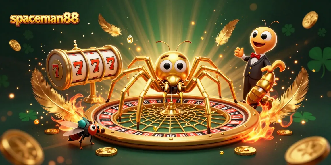 Engage with spaceman88 while exploring vibrant slots and spinning reels in this dynamic scene.
